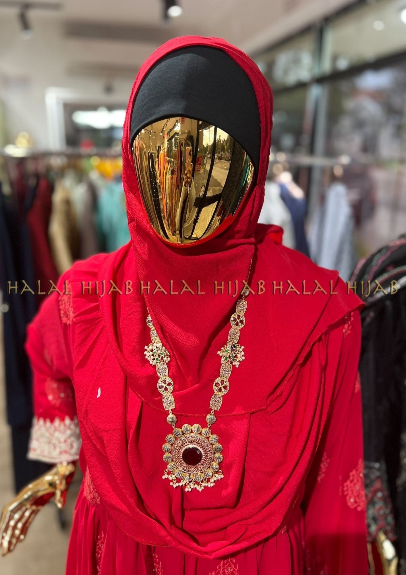 Red Georgette Instant Hijab