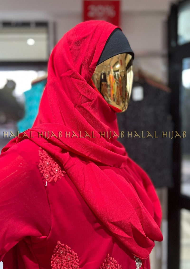 Red Georgette Instant Hijab
