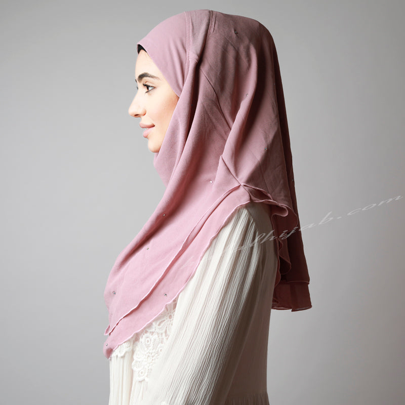 light pink crystal Hijab, Hijab online, Hijab Women, Hijab House, Hijab style, Hijab fashion, How to wear Hijab 