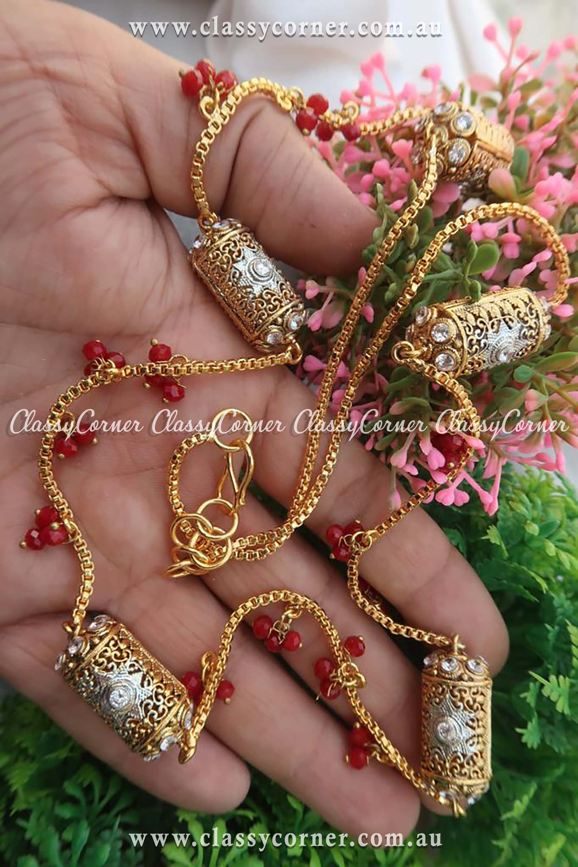 Red Stone Chain Style Mala