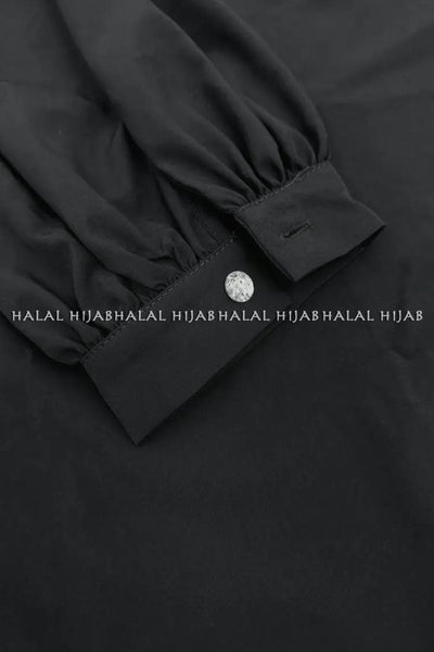 Plain Black Long Sleeve Belted Abaya