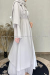 Plain Light Grey Long Sleeve Open Front Abaya