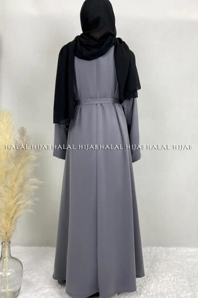 Plain Grey Kaftan Style Abaya
