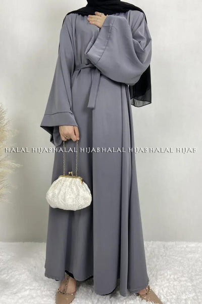 Plain Grey Kaftan Style Abaya