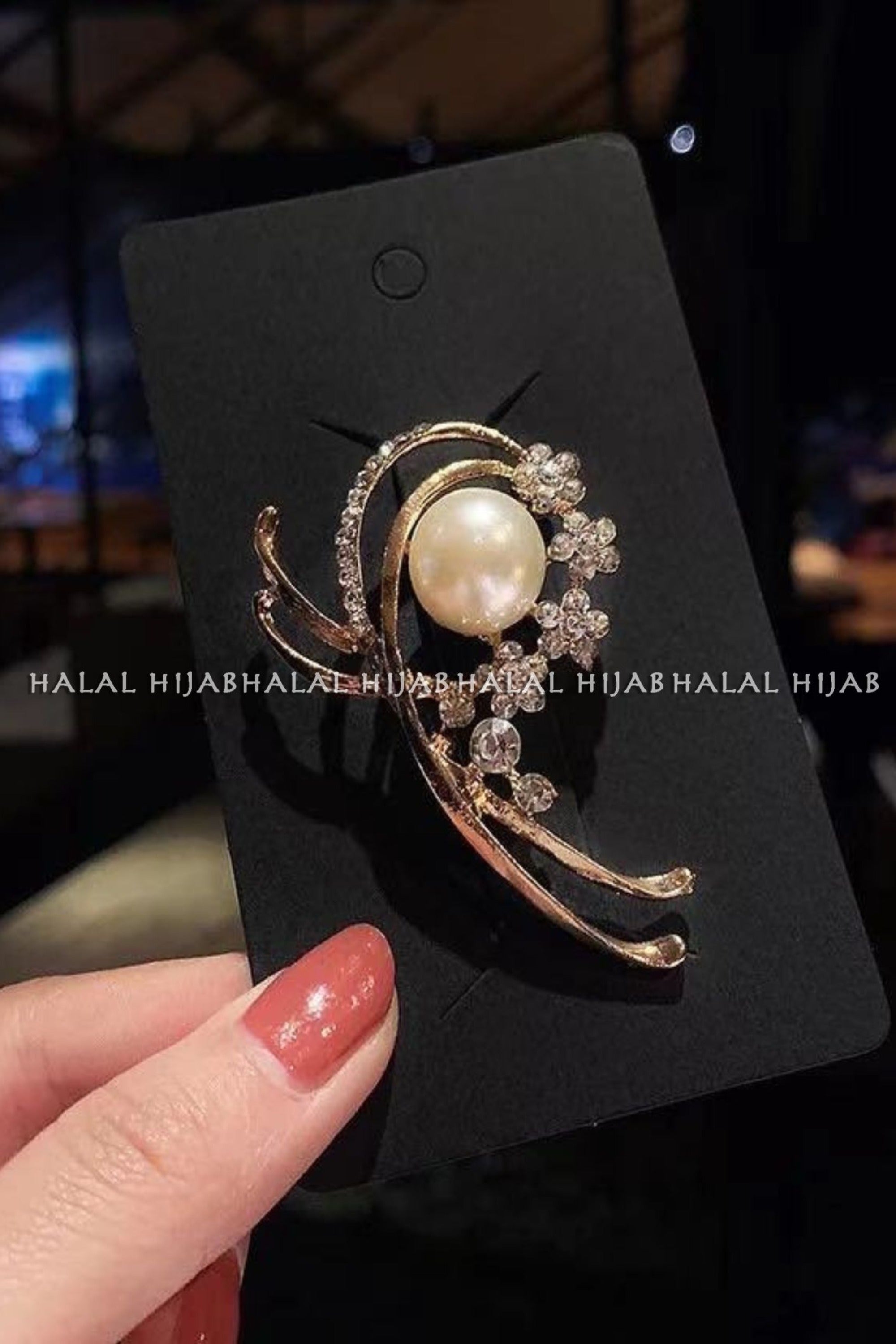 Silver Floral Design Hijab Brooch