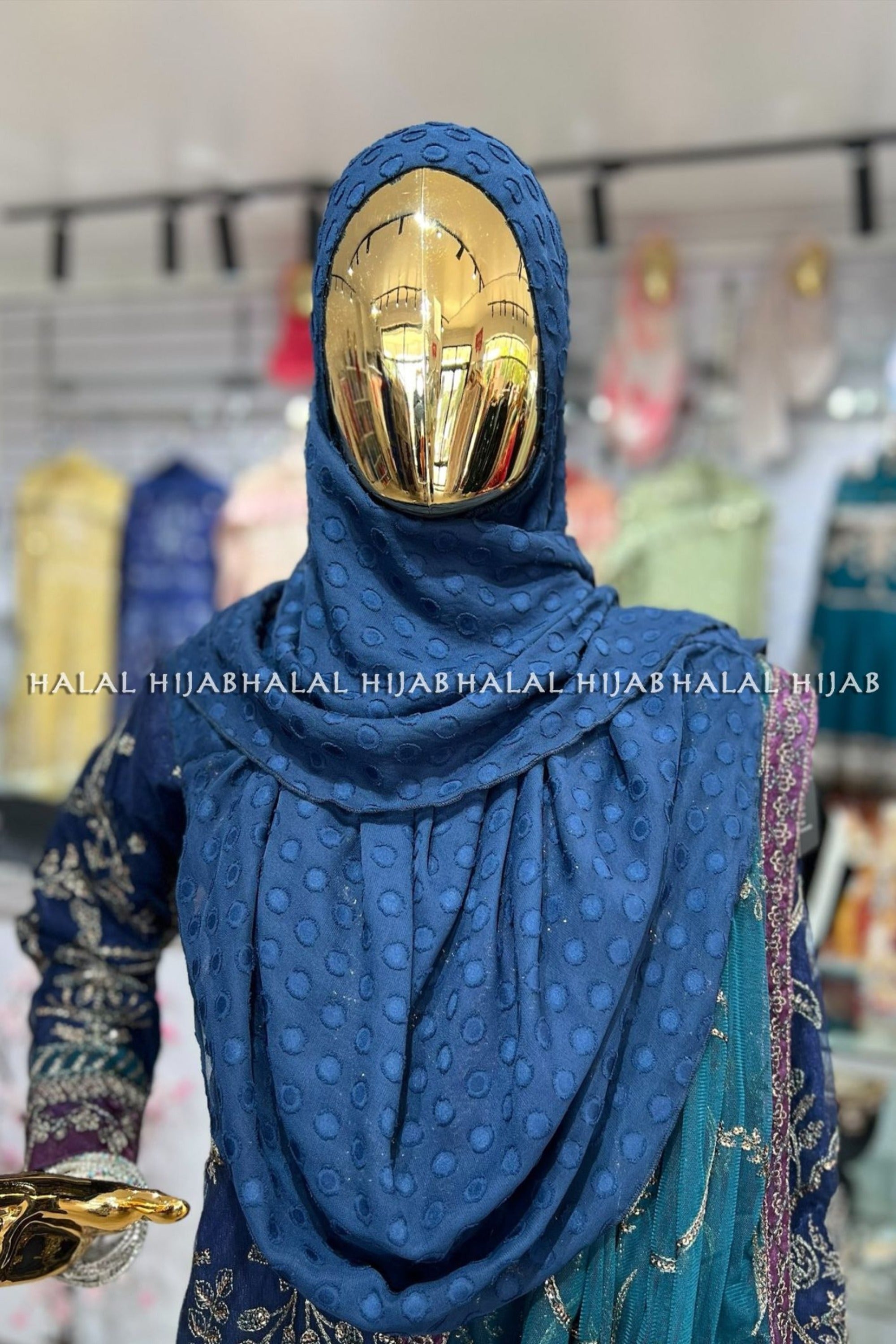 Navy Ball Appliqué Instant Hijab