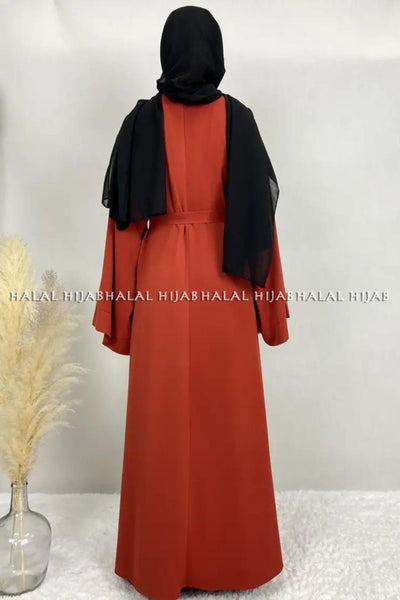 Plain Orange Kaftan Style Abaya