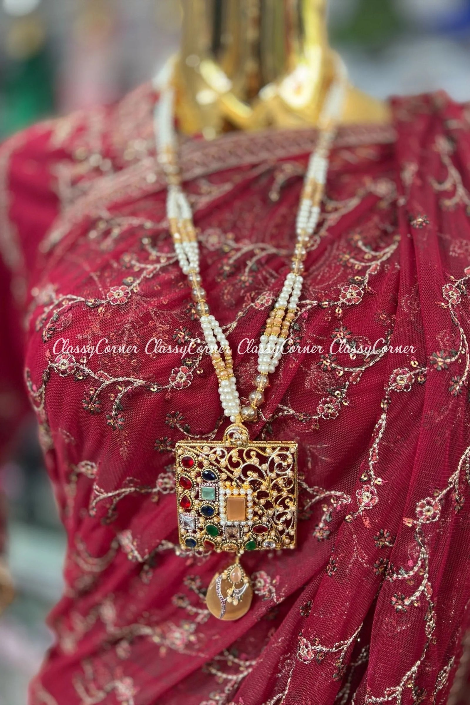 Golden Peach Pearl Style Mala Set