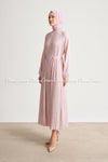 Pink Pleated Full Sleeve Dress