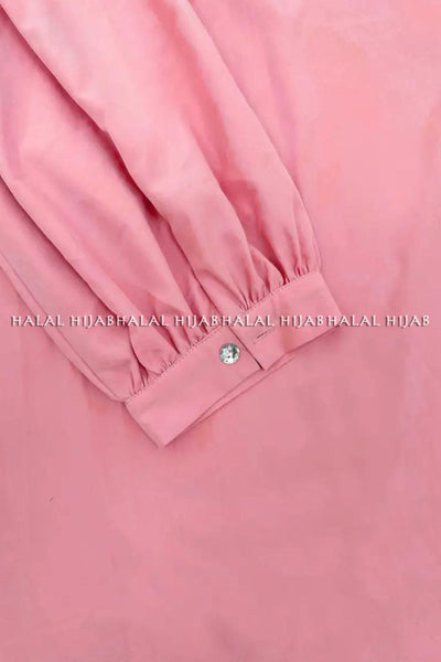 Plain Bright Pink Long Sleeve Belted Abaya