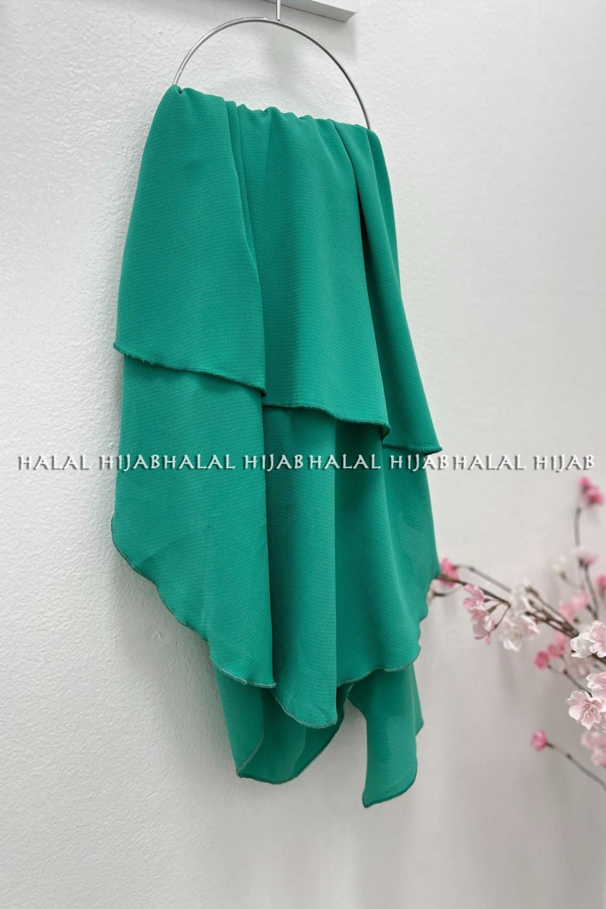Turquoise Green Chiffon Instant Hijab