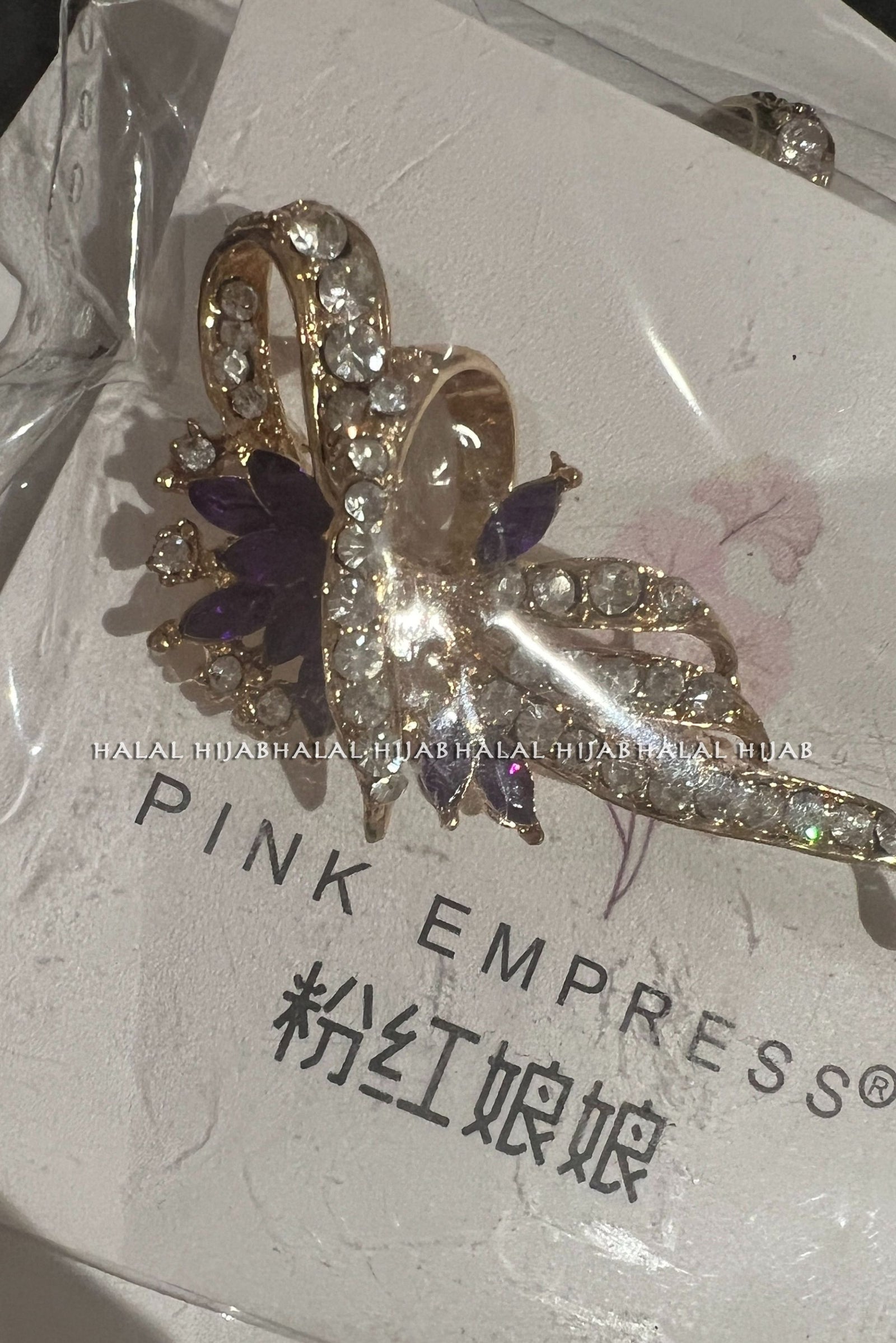 Golden Purple Stone Hijab Brooch