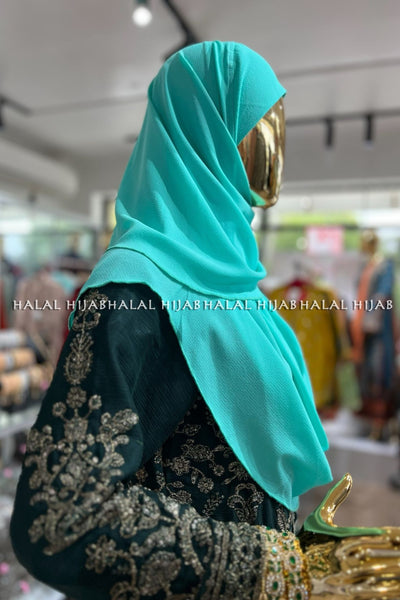 Aqua Bluish Green Chiffon Instant Hijab