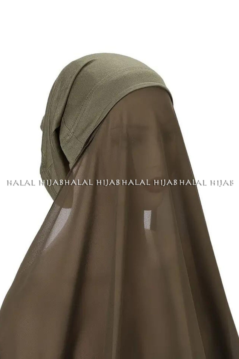 Army Green Chiffon Instant Hijab