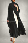 Plain Black Long Sleeve Open Front Abaya
