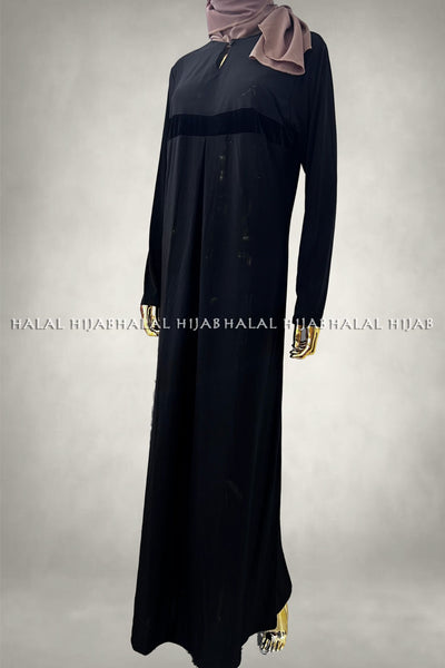 Plain Black Satin Silk Abaya Dress
