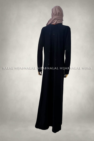 Plain Black Satin Silk Abaya Dress
