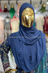Navy Dotted Chiffon Instant Hijab