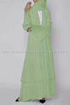 Plain Olive Green Long Sleeve Open Front Abaya