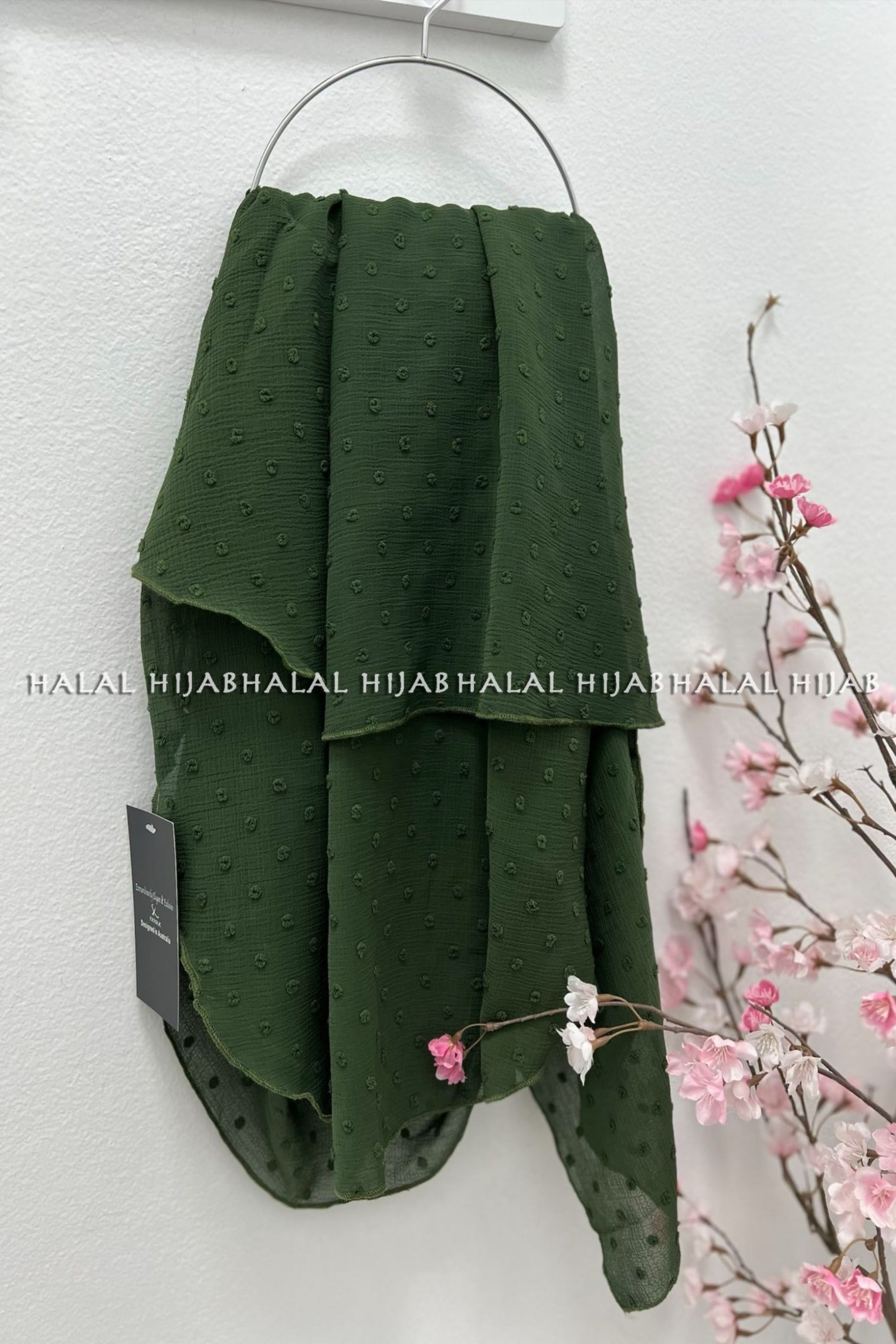 Green Dotted Appliqué Instant Hijab
