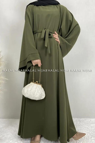 Plain Green Kaftan Style Abaya