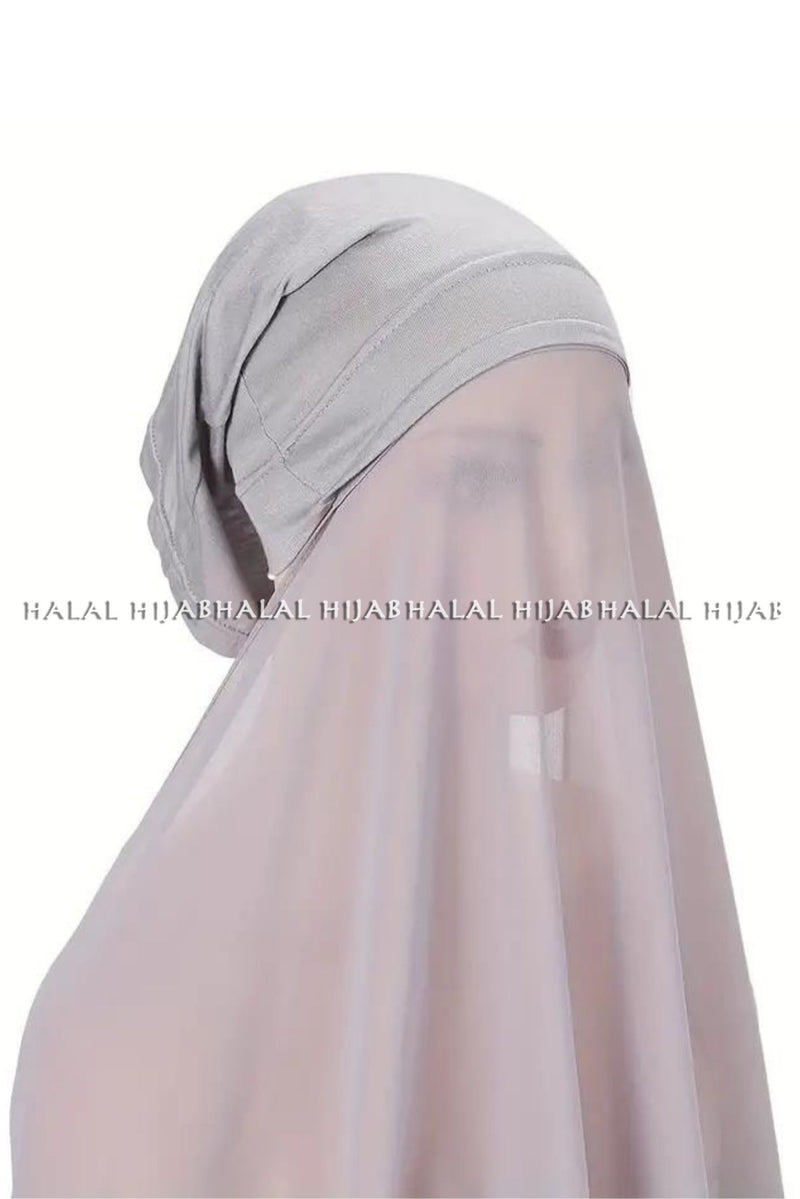 Light Grey Chiffon Instant Hijab