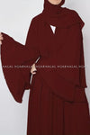 Plain Maroon Long Sleeve Open Front Abaya