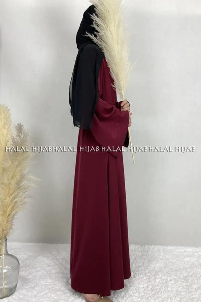 Plain Maroon Kaftan Style Abaya