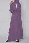 Plain Mauve Long Sleeve Open Front Abaya