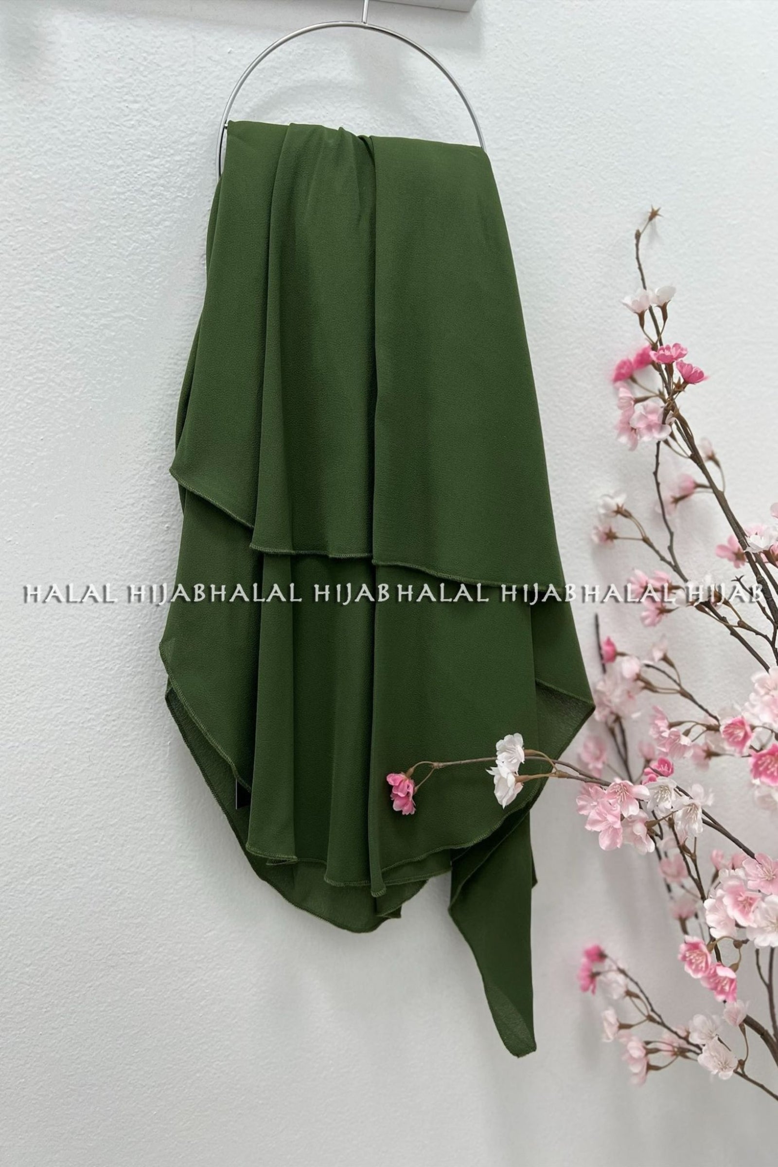 Olive Green Georgette Instant Hijab