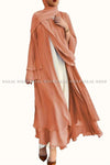 Plain Orange Long Sleeve Open Front Abaya