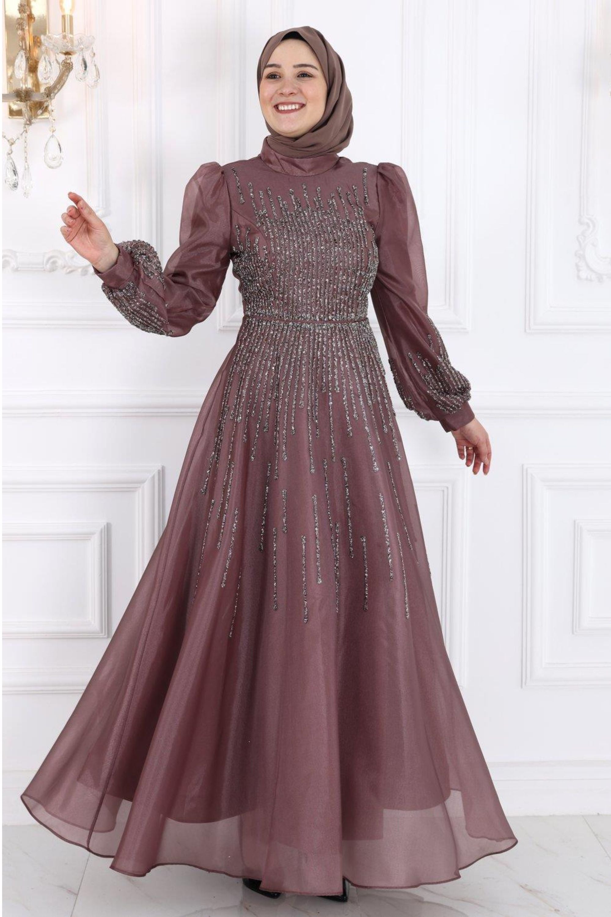 Dusty Rose Evening Party Dress