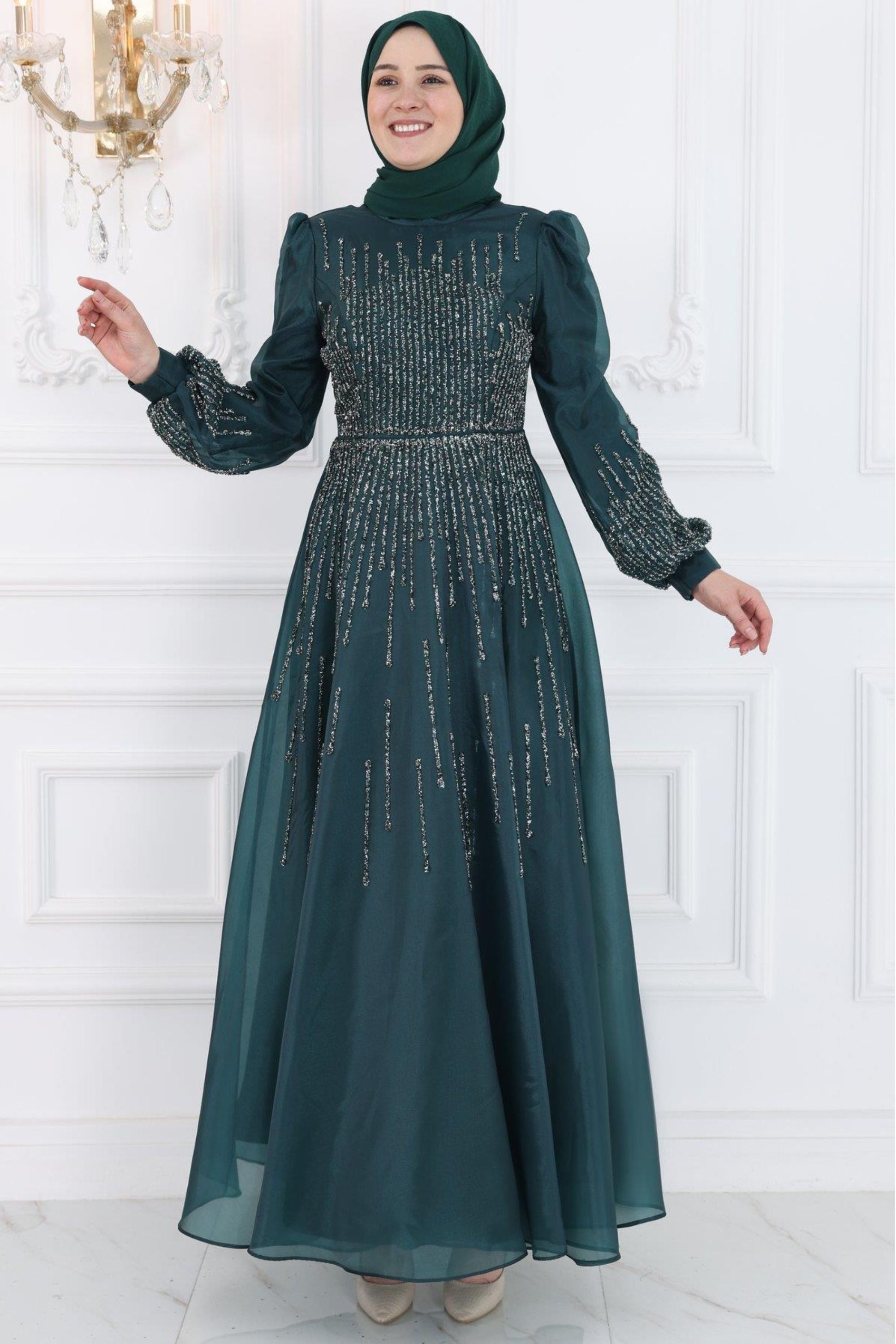 Emerald Green Evening Party Dress