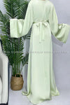 Plain Mint Green Abaya Long Sleeve Satin Abaya