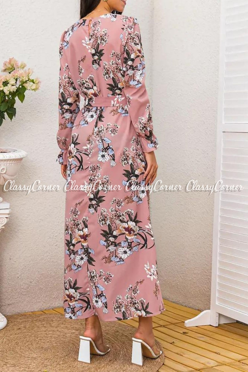 Pink Floral Printed Modest Dress