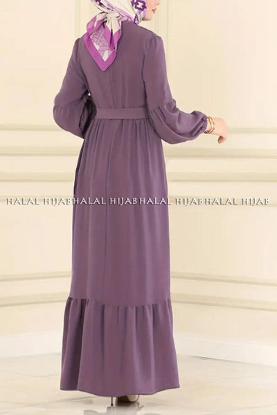 Plain Purple Smoked Kaftan Style Abaya