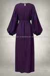 Plain Purple Long Sleeve Belted Abaya