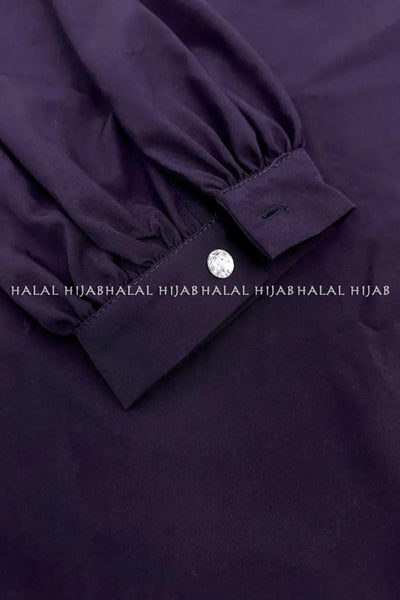 Plain Purple Long Sleeve Belted Abaya