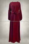 Plain Red Long Sleeve Kaftan Style Abaya