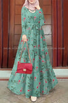 Sea Green Floral Printed Modest Dress