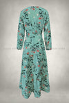 Sea Green Floral Printed Modest Dress