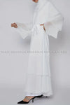 Plain White Long Sleeve Open Front Abaya