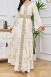 Ivory White Embroidered Printed Long Dress