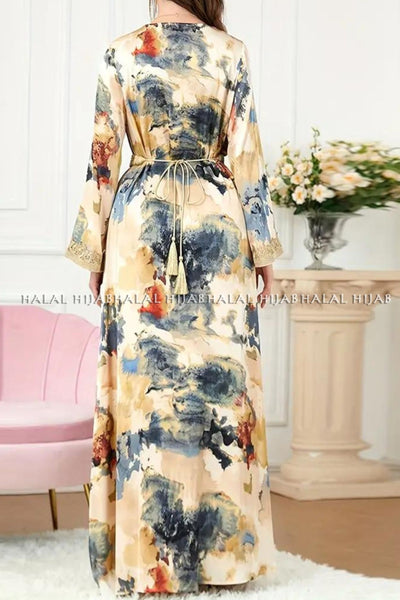 Yellow Multi Printed Open Gown Dress