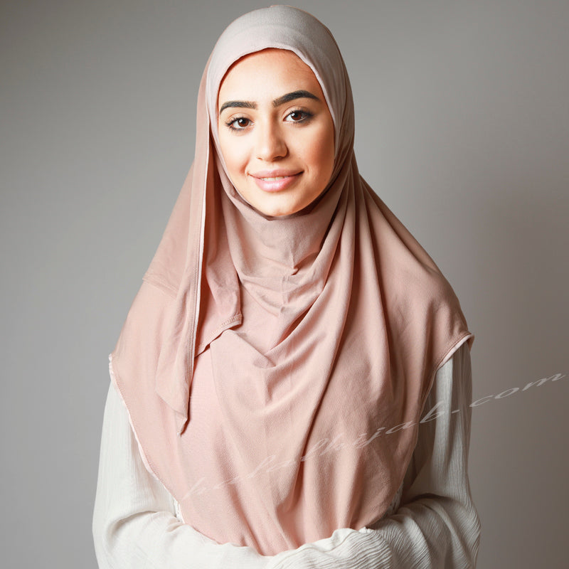 Matte Coral Blush Stretchy Instant Pinless Hijab