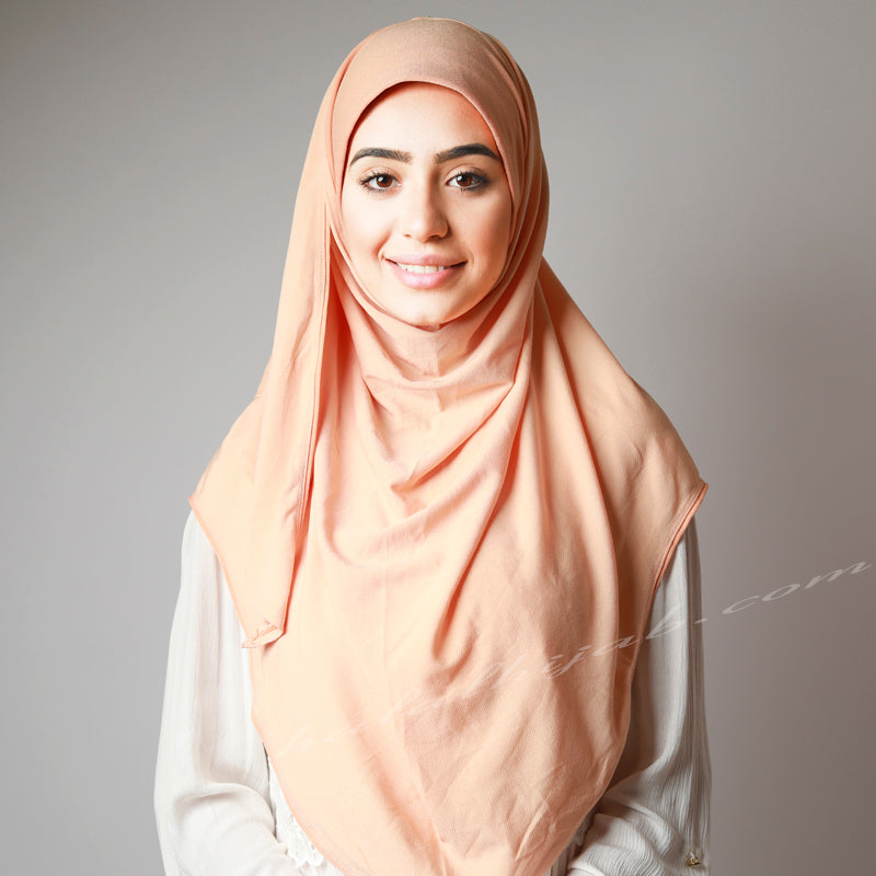 Sweet Light Matte Apricot Stretchy Instant Hijab