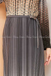 Abstract Pattern Black Modest Long Dress - design details