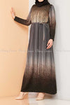 Abstract Pattern Black Modest Long Dress - side view