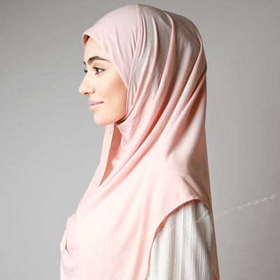 Light Baby Pink Blush Crystal Dotted Stretchy Instant Party Hijab