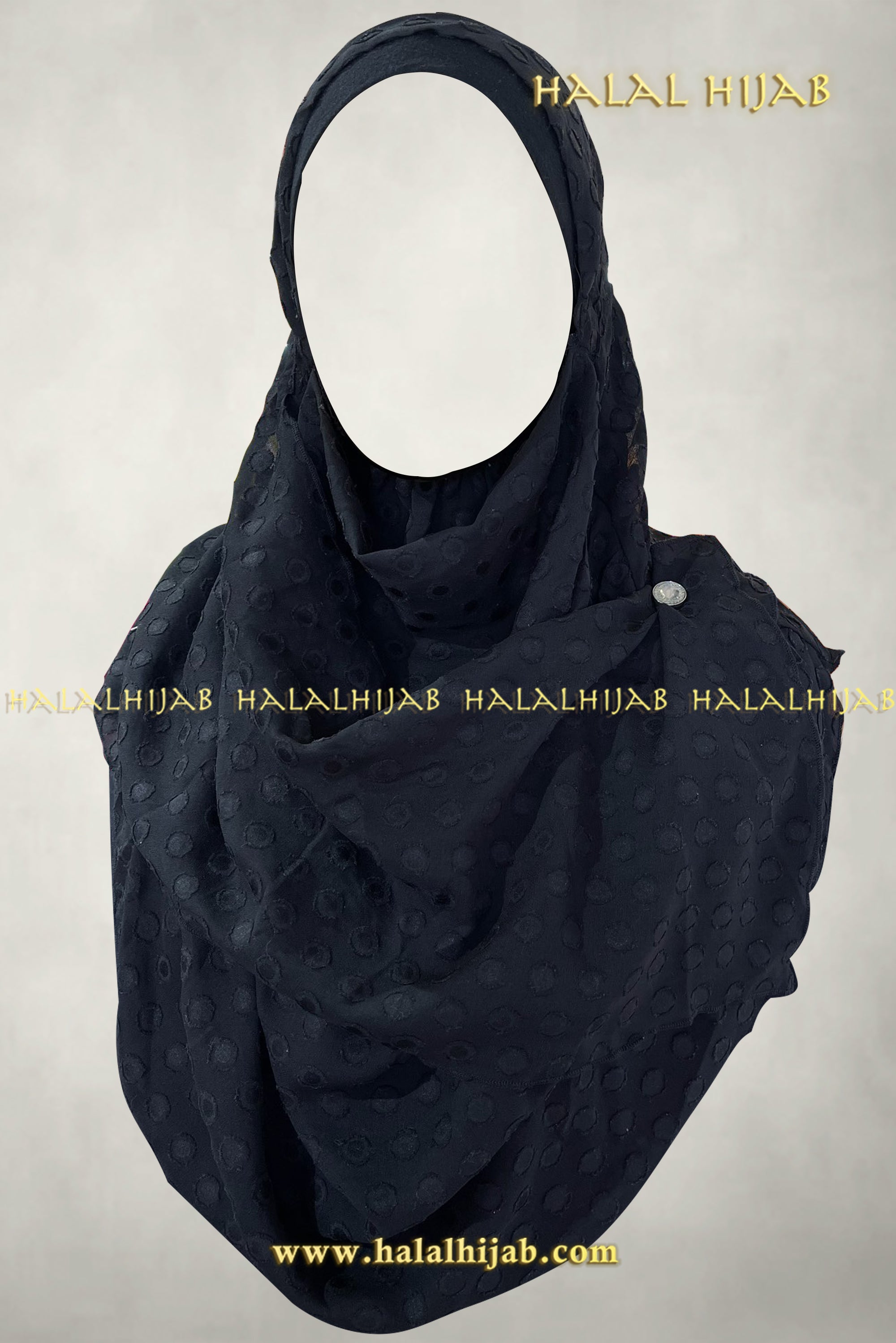 Black Ball Embellished Instant Hijab